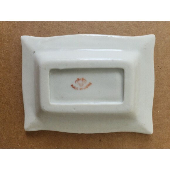 Ucagco Ceramics Japan Small Tray 3.75x2.75" Vintage Floral White Gold Multicolor - Picture 2 of 3